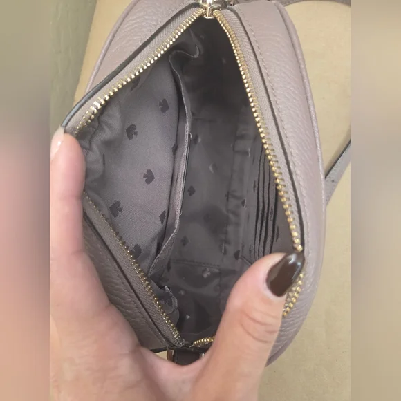 KATE SPADE Camera Bag Crossbody - Pebbled Leather - Mauve/Dusty Lavender - Picture 9 of 13